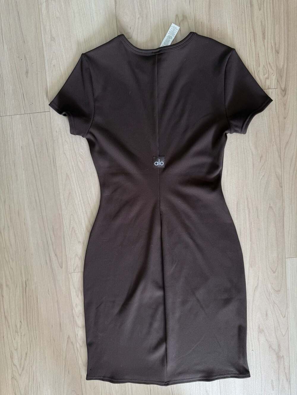 Alo Yoga Ribbed Short Sleeve Mini Dress Espresso Brown Size Small - Picture 5 of 6
